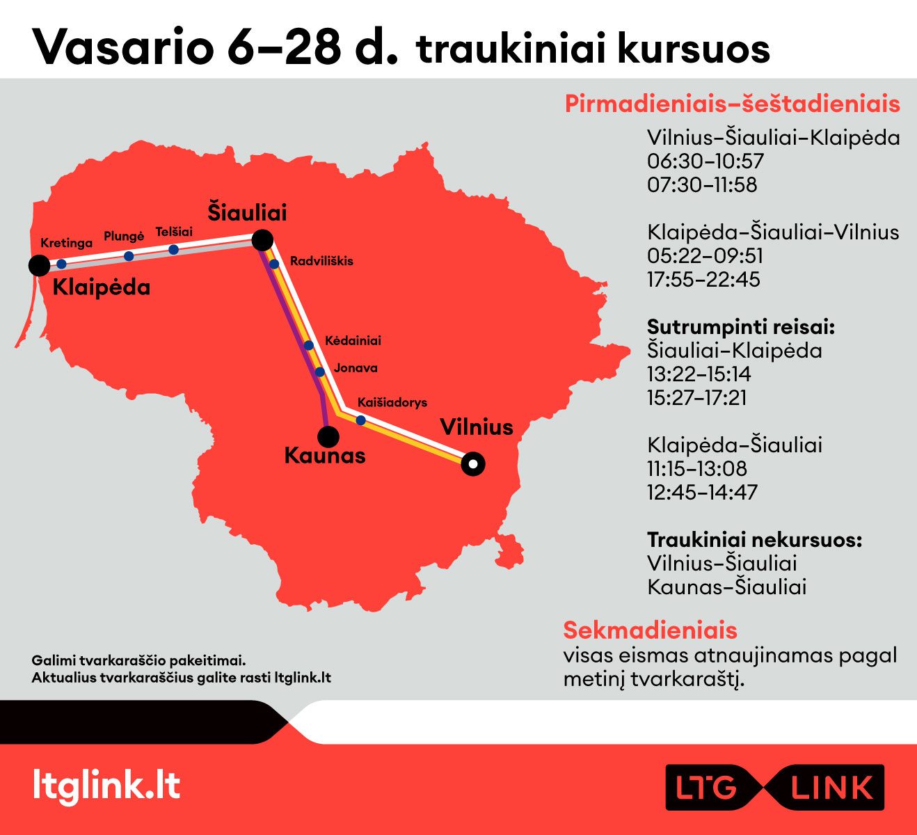 Įsibėgėjant elektrifikacijos darbams keisis dalies traukinių tvarkaraščiai: ką svarbu žinoti keleiviams