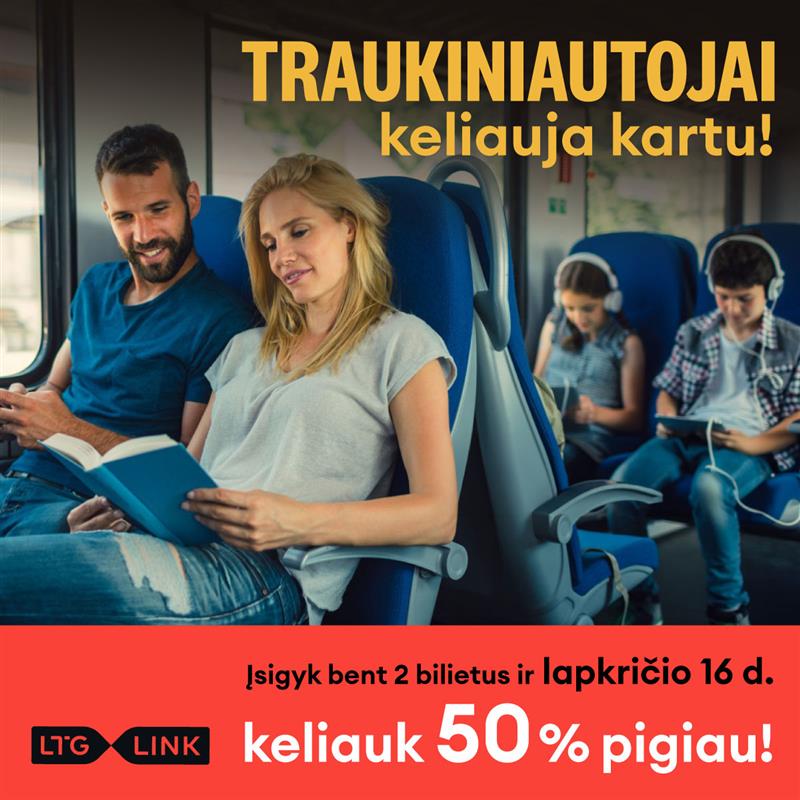 Vienos dienos akcija traukiniautojams: perkant daugiau nei vieną bilietą taikoma 50 proc. nuolaida