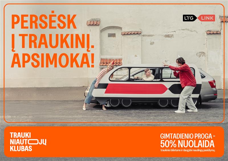 Keliaujančius traukiniais vienijanti programa nuo šiol tampa „Traukiniautojų klubu“ ir siūlo 50 proc. nuolaidą bilietams